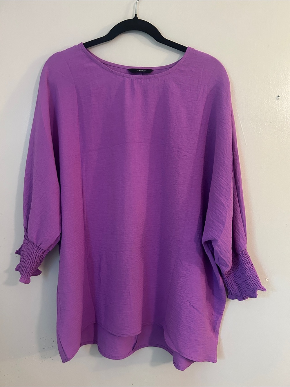 Lightweight Lavender Smocked-Cuff Tunic Top - Women's